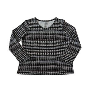 Croft & Barrow Long Sleeve Classic Tee LARGE Black White